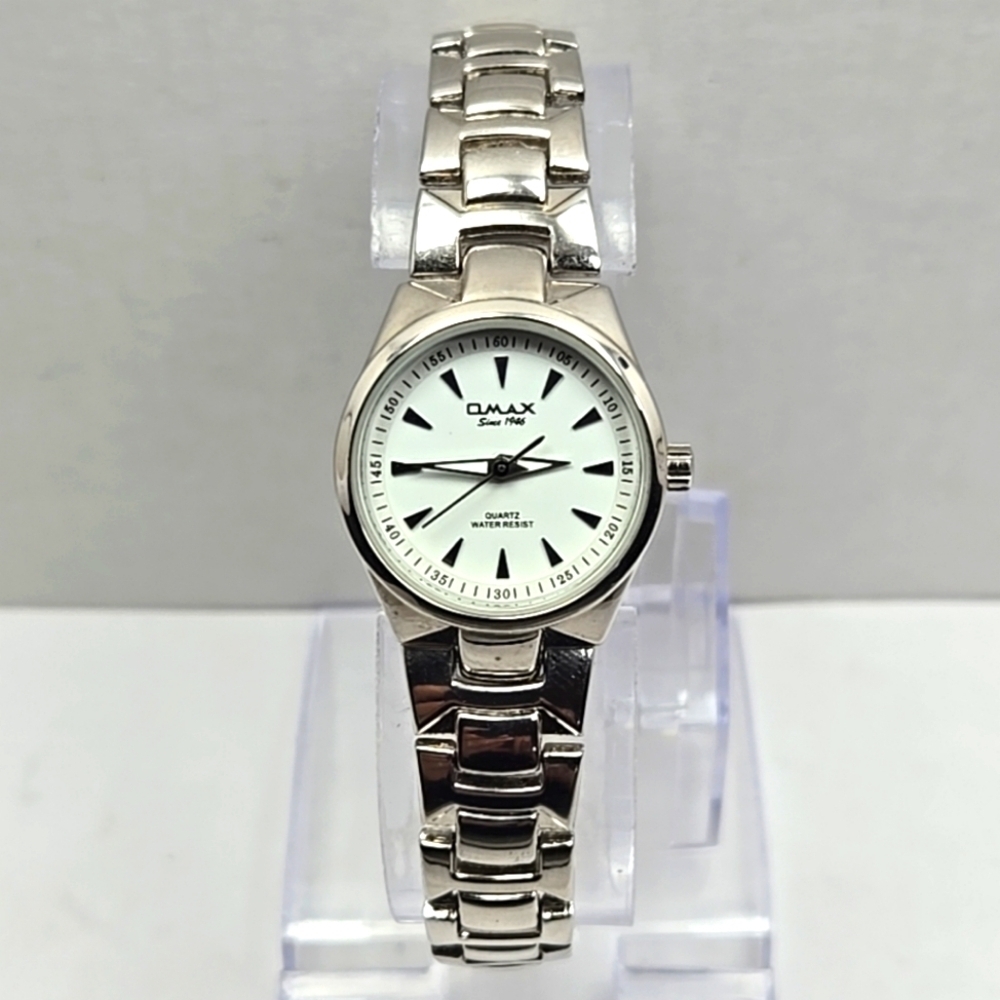Womens OMAX Since 1946 White Dial Silver Tone Stainless Steel Watch New Battery